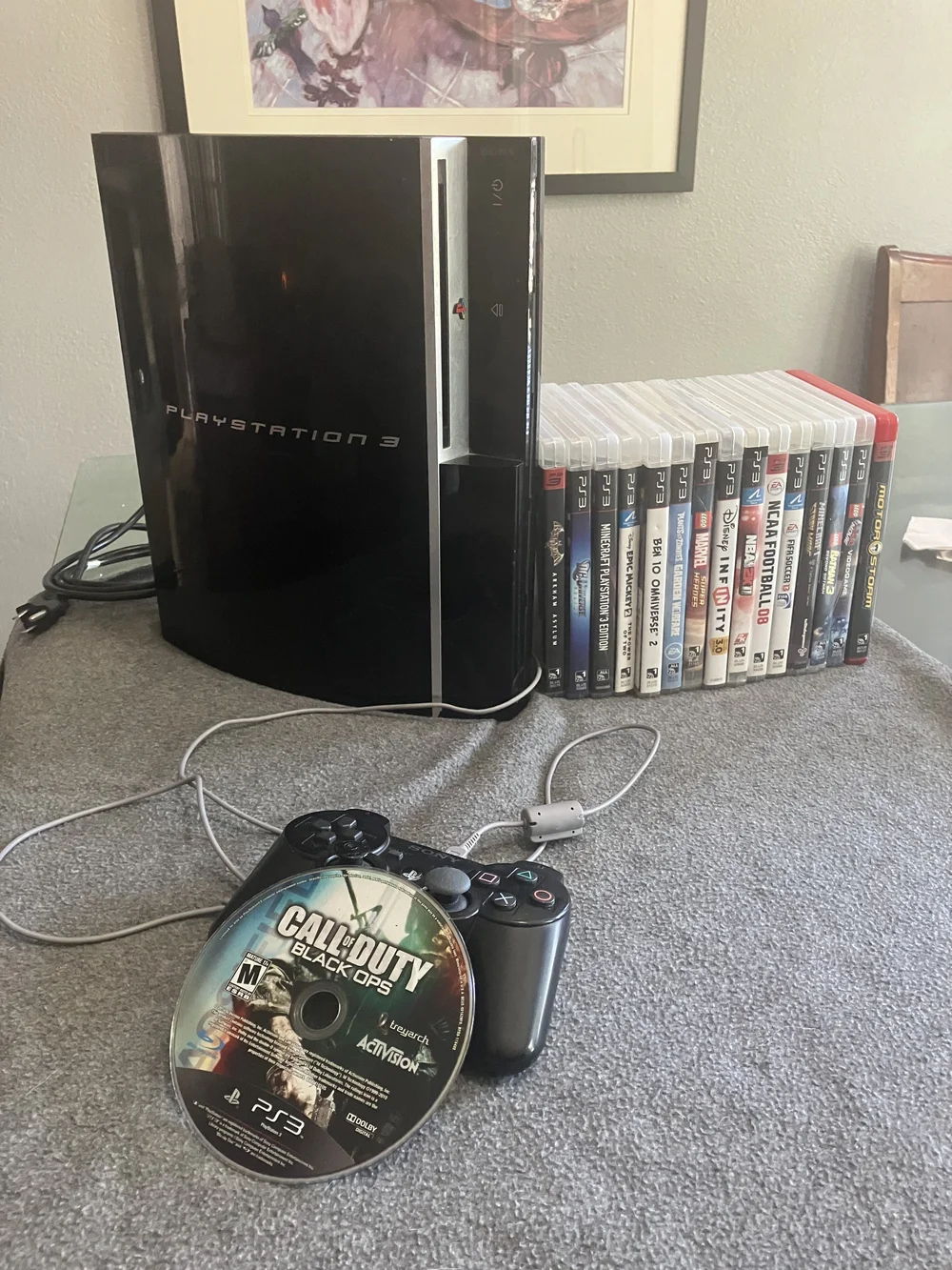 Sony Black PlayStation 3 Fat Console with Controller and Game Bundle Tested